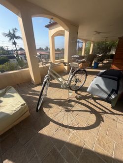 White Cruiser Bike with Rear Basket