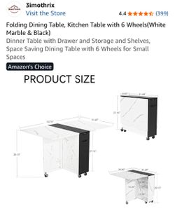 Folding Dining Table with Wheels