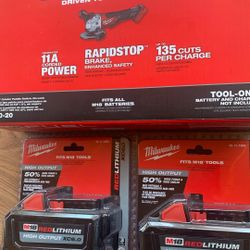 Milwaukee grinder & batteries 