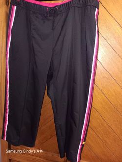 Black Track Pants with Pink Side Stripes