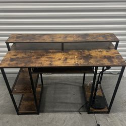 Dark Brown Desk with Computer Tray