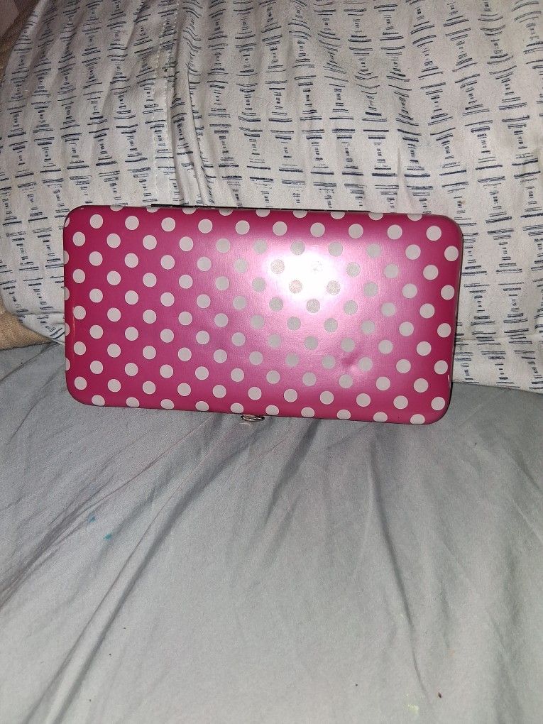 Wallet Pink N White Polka Dot