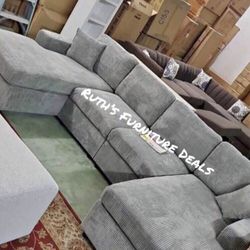 On sale‼️U  shape sectional sofa grey Corduroy  fabric  material