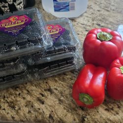 Black Berries And Red Bell Peppers
