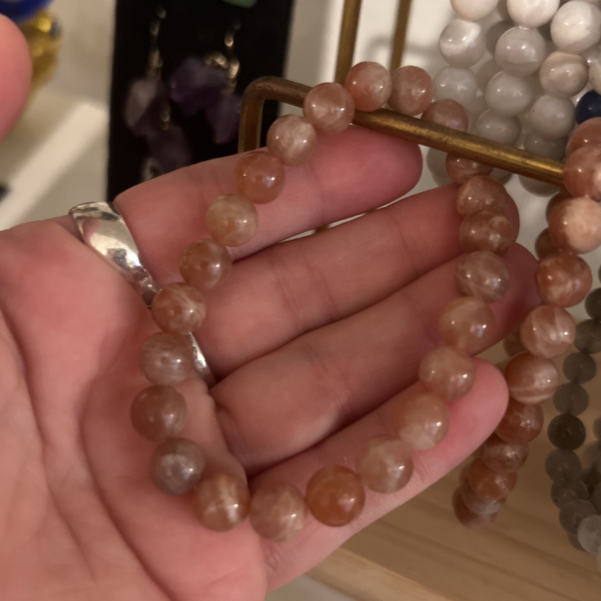 Crystals Bracelets Peach Moonstone