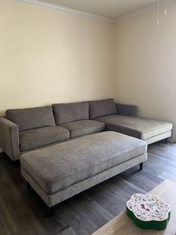 Gray Sectional Sofa with Ottoman
