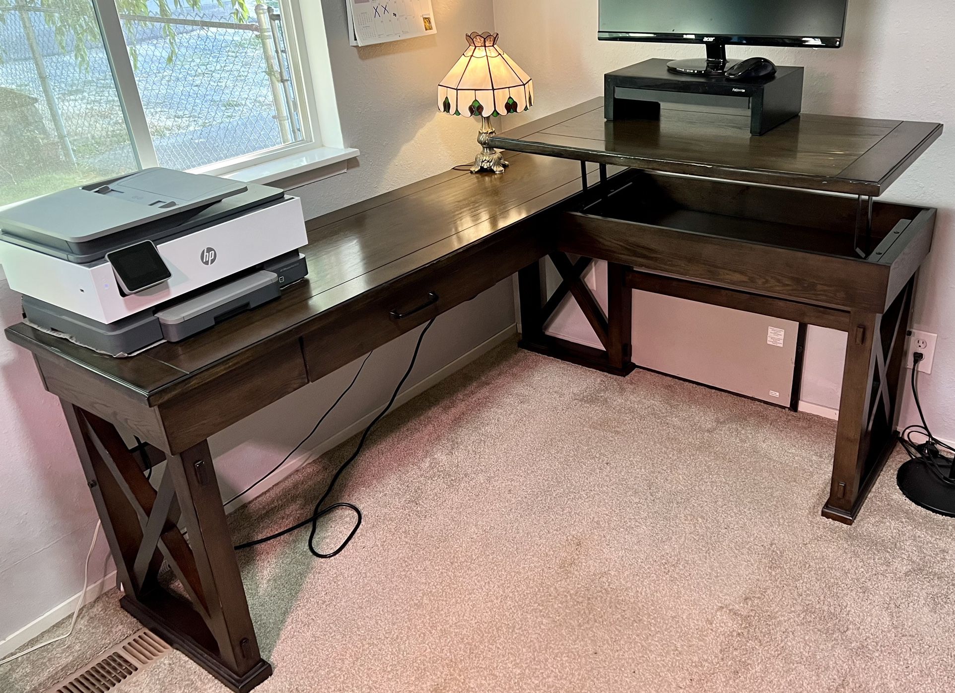 Sit / Stand Convertable L-Shaped Desk - PENDING PICK UP
