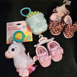 BRAND NEW baby shoes + Sound Machine + Toy