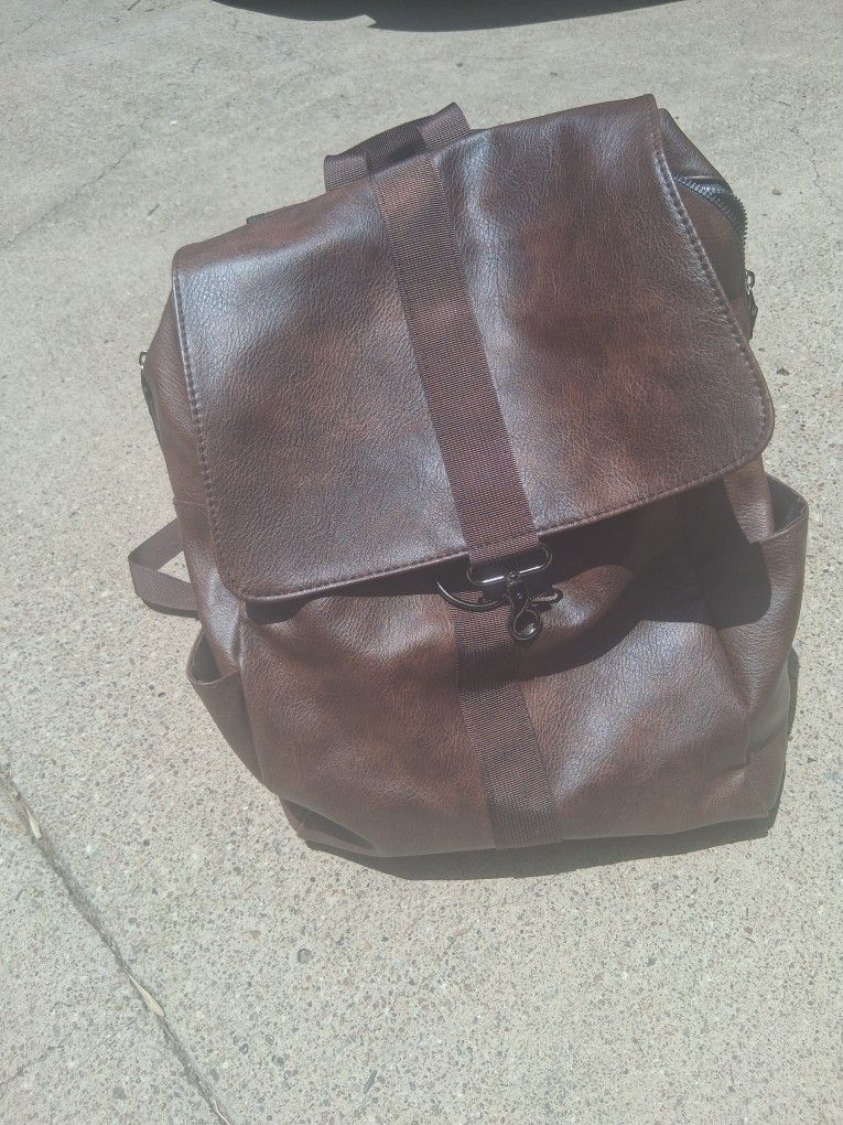 Large Brown Leather Backpack