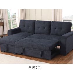 Dark Grey Fabric REVERSIBLE STORAGE CHAISE SECTIONAL / SOFA 🔥🔥