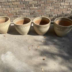 4 Heavy Ceramic Planters Matching -crème Color