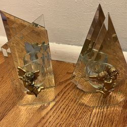 Glass/mirror Angel Tea Candle Holders