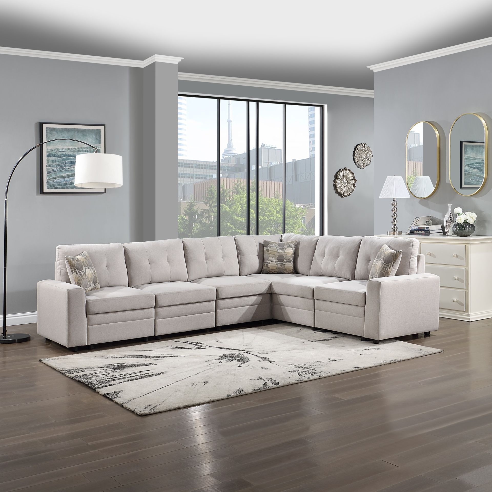 Leisure Space - Oceanside Modular Sectional Sofa (Beige)