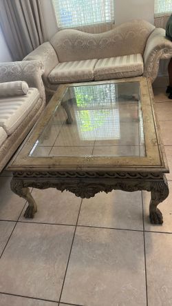 Center table and x2 side table with glass