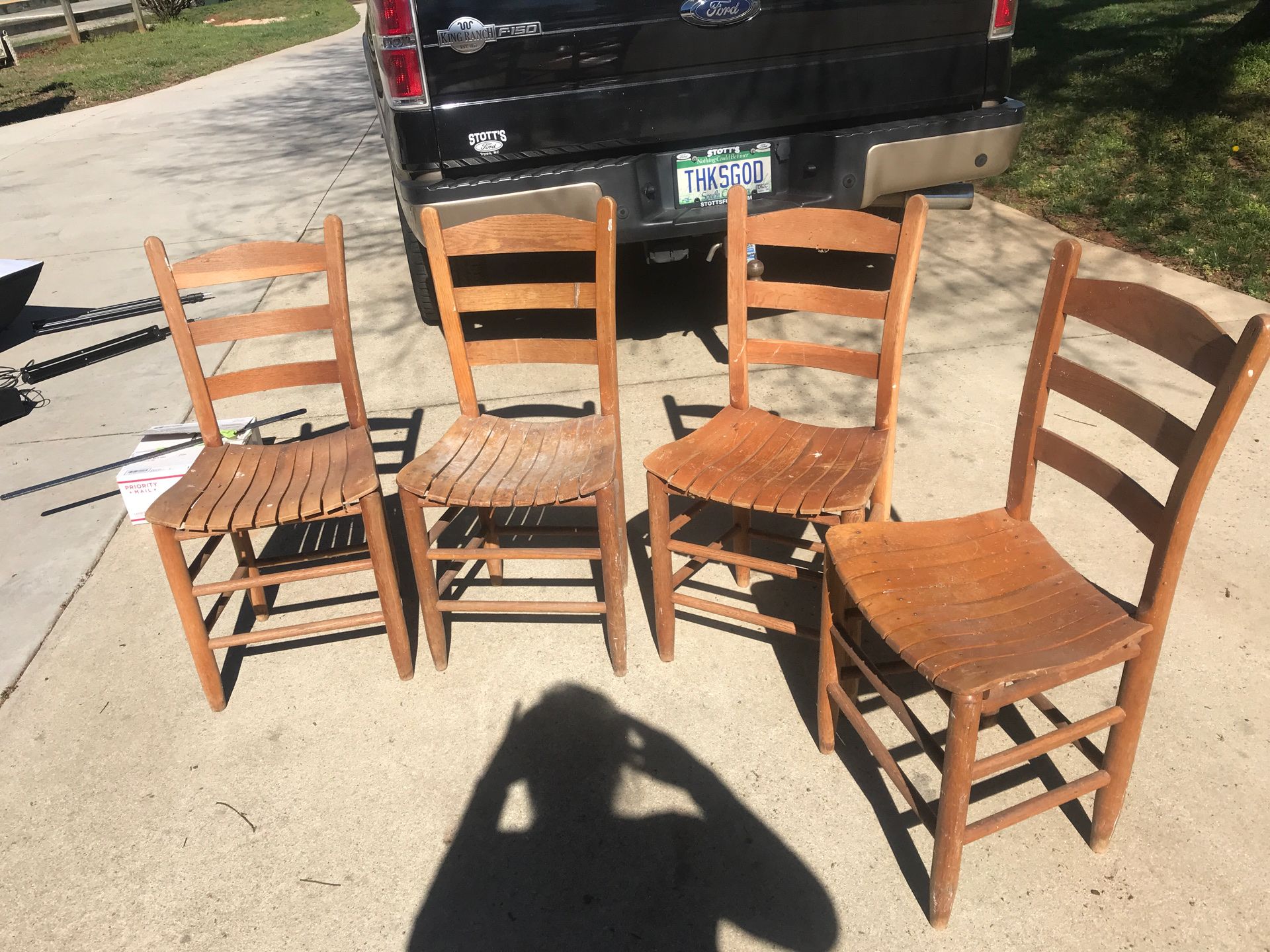 4 antique ladder back chairs price is for All