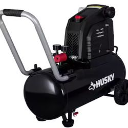 Husky 8 Gal. 150 PSI Portable Electric Oil-Free Horizontal Hotdog Air Compressor with Rubber Wheels and 1-Quick Coupler