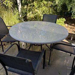 Round Wrought Iron Fiberglass Table & Chairs