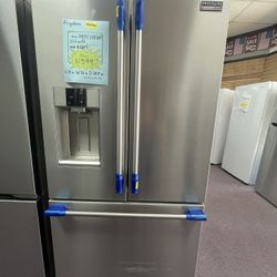 Refrigerator 36’ Wide Counter Depth Fridge W/ Water Ice Stainless Steel 