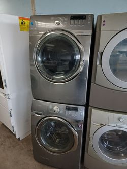 Samsung gray front load washer and electric dryer set