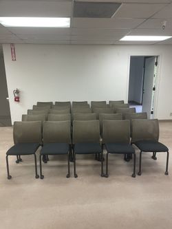 Lot Of Steelcase Armless Black And Brown Office Chairs