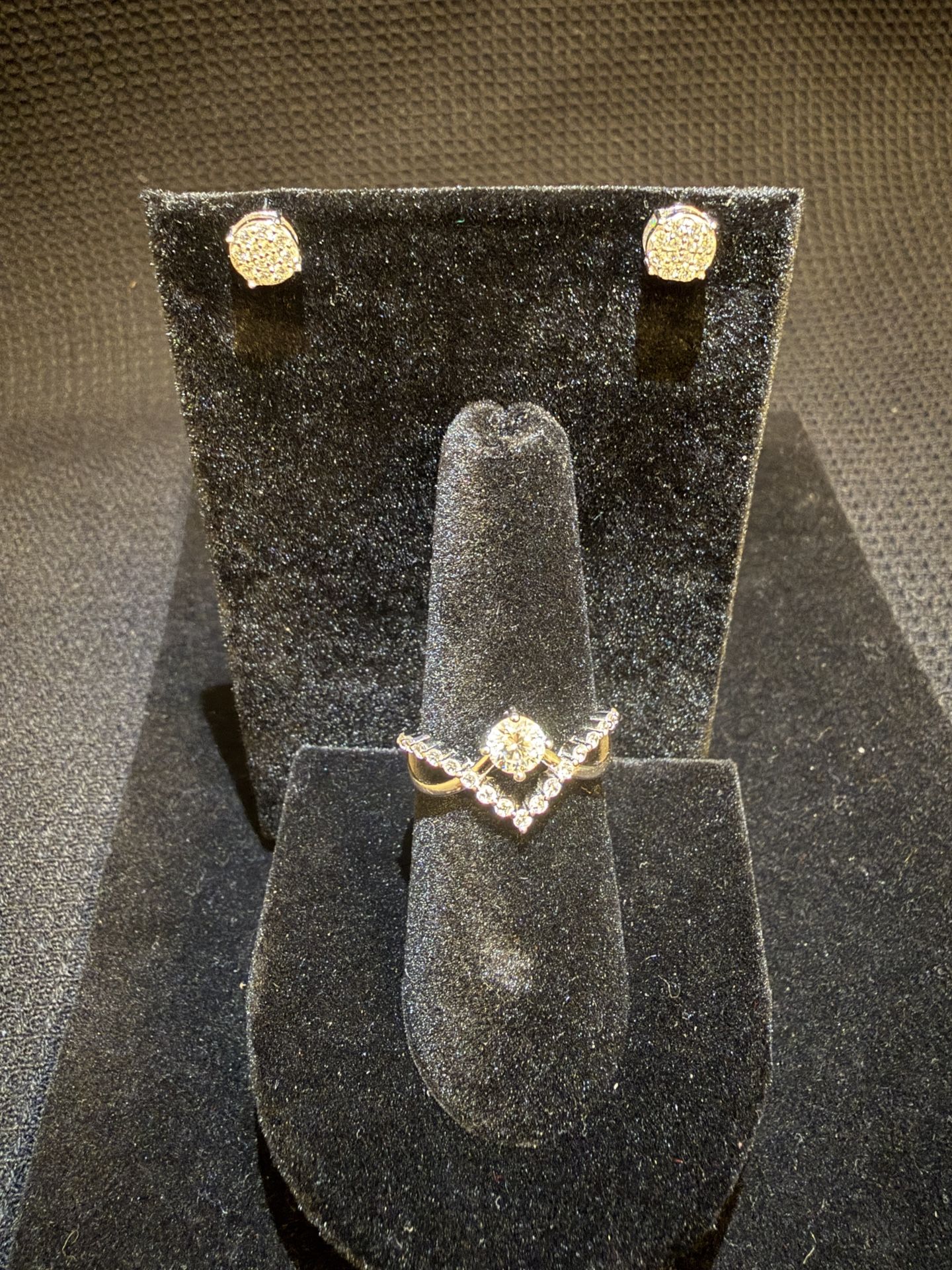 Stunning Moissanite Ring & Stud Earrings Set