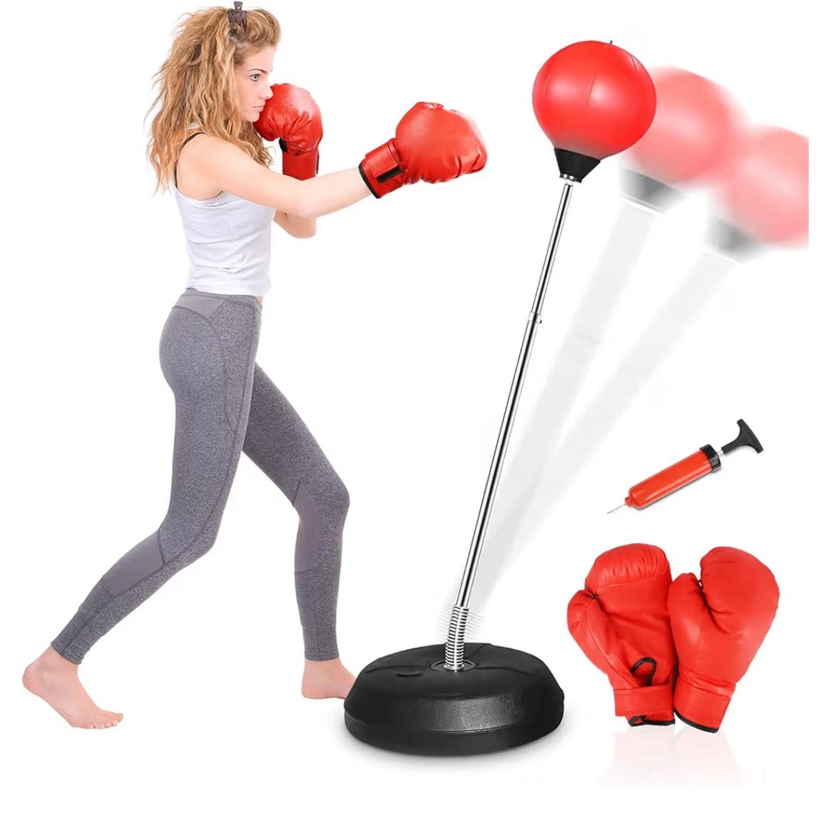 ELEMARA Punching Bag with Stand for Adults Kids, Adjustable Standing Box