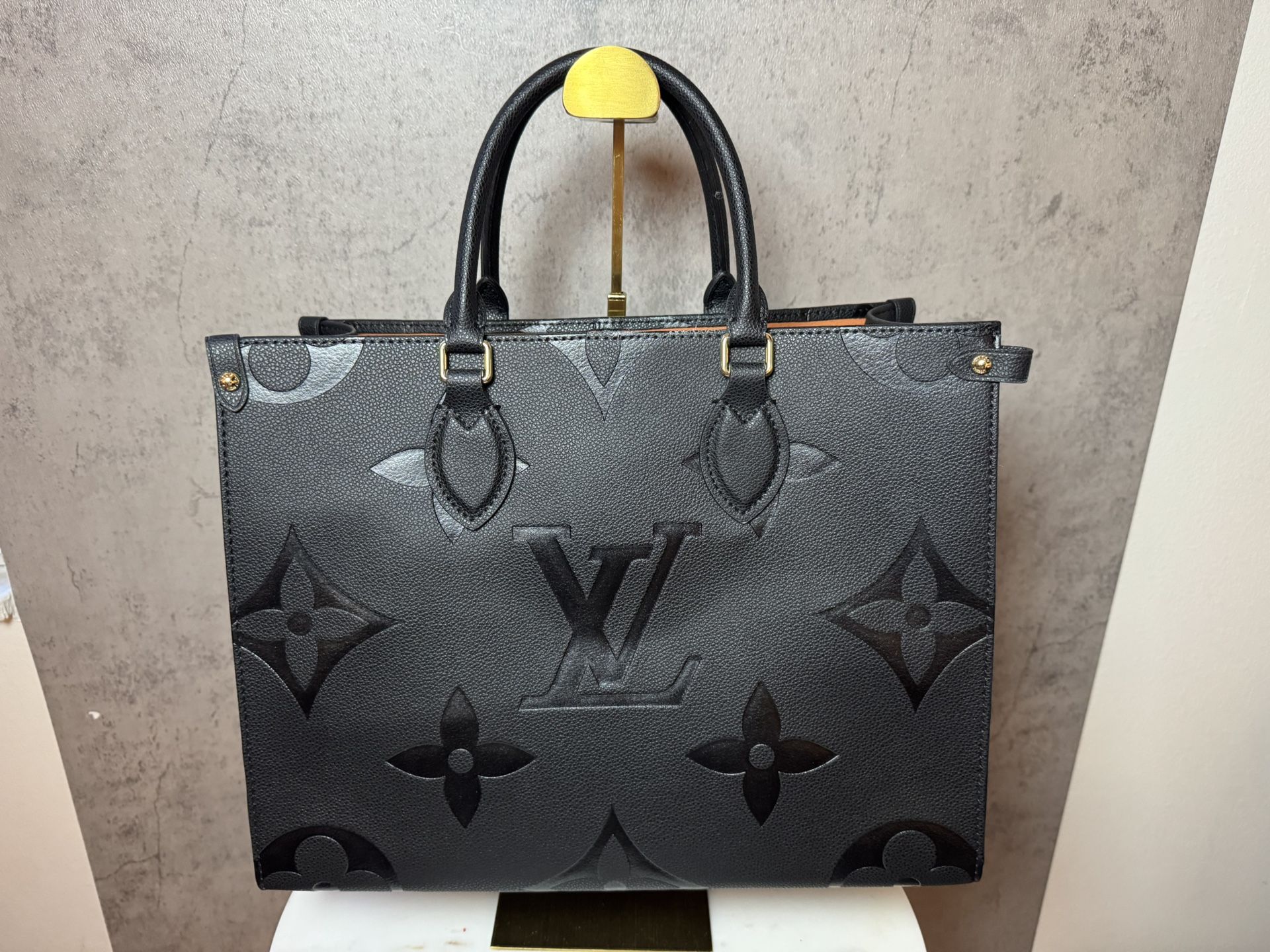 Louis Vuitton OnTheGo Shoulder/Tote Bag GM Black Leather