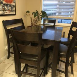 Tall Table With Four Chairs And One Bench