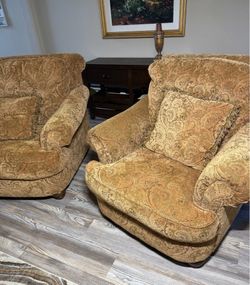 Pair of Oversized Paisley Accent Chairs – Very Comfortable