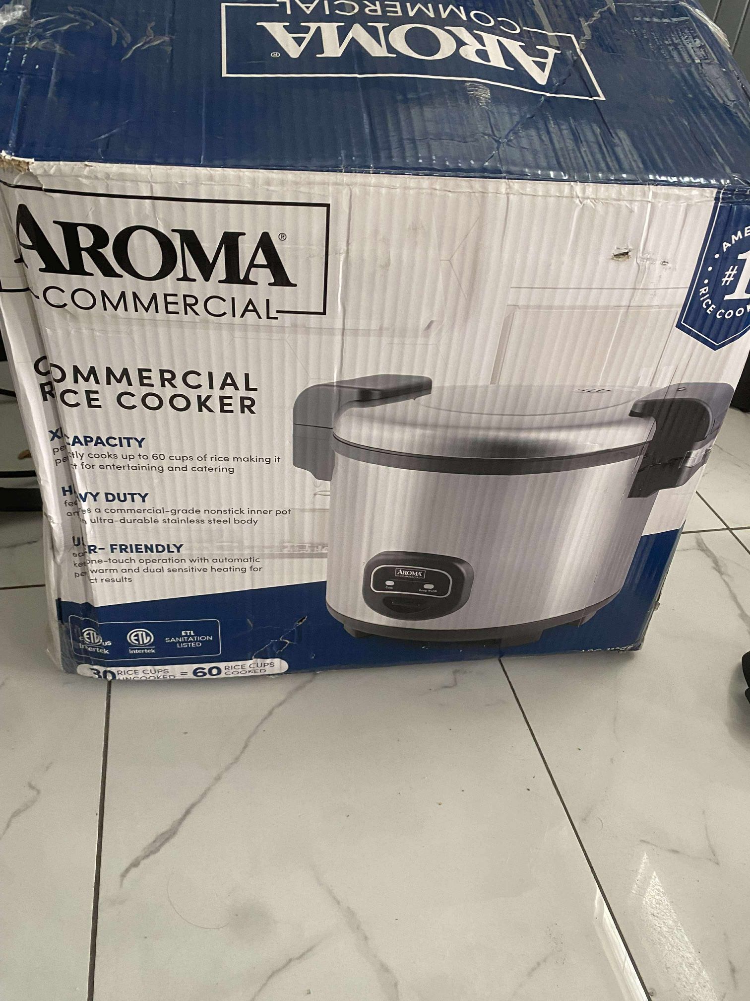 Aroma Housewares 60-Cup Commercial Rice Cooker, Steel