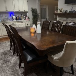 Solid Wood Dining Table With 8 Chairs