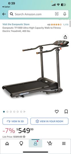 Exerpeutic TF1000 Ultra High Capacity Walk to Fitness Electric Treadmill, 400 lbs