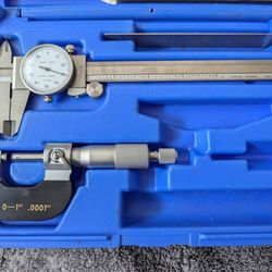 Machinist's 3 in 1 Measuring Kit With 6"Dial Caliper, 1"Micrometer & 6" 4R Rule
