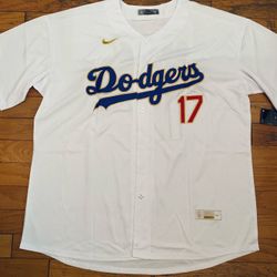 White 4XL and 6XL showcase Los Angeles dodgers Shohei Ohtani gold championship Nike jersey