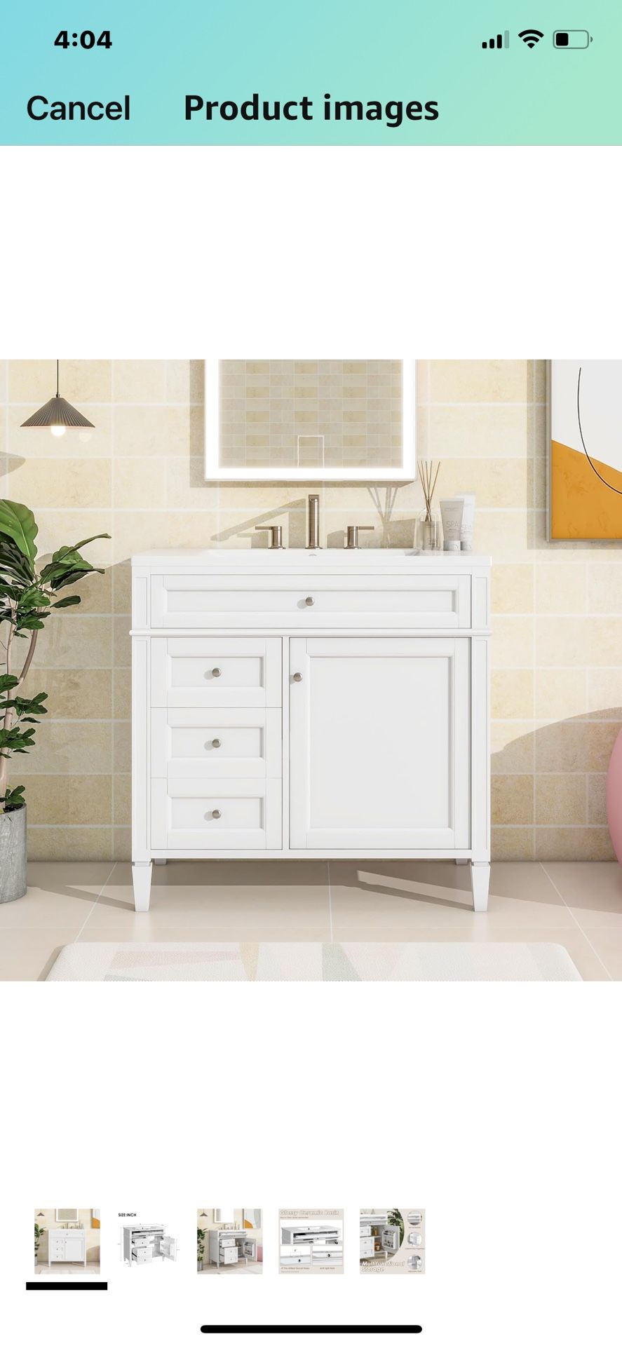 Assembled new 36" Bathroom Vanity with Sink Combo, Modern Undermount Bathroom Sink Cabinet