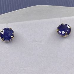 14k Gold 2ct. Blue Sapphire Stud Earrings 