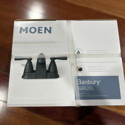 Moen Banbury 4 in. Centerset Double Handle Low-Arc Bathroom Faucet in Matte Black