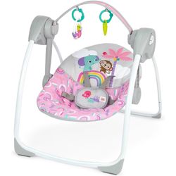 Bright Starts Playful Paradise Portable Compact Automatic Baby Swing With Music, Unisex, Newborn +