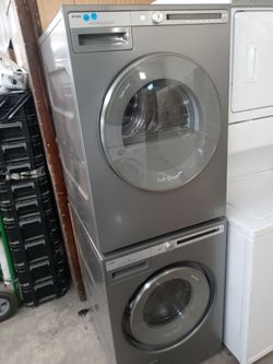 Asko 24" light gray stackable front load washer and dryer set