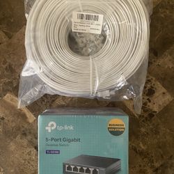 Ethernet Cable 200ft Including 5port Gigabit Switch 