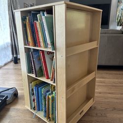 Guidecraft 4 Sided Bookcase With Wheels 
