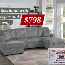 Sofa Sleeper Sectional 120"×60"×37"h
