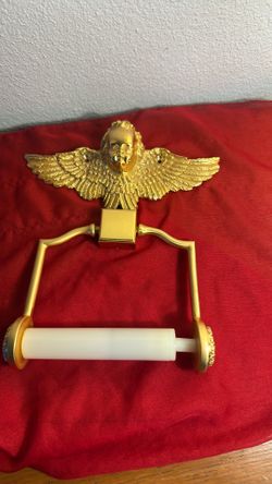 Vintage Glo Art Solid Brass Cherub Toilet Paper holder