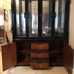 Black and brown curio cabinet/china cabinet