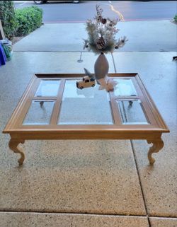 Solid Oak And Glass Coffee Table