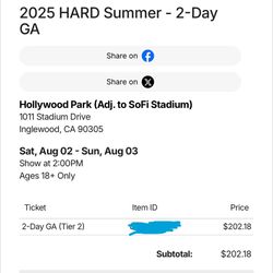 Hard Summer 2-day GA