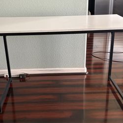 White Wooden & Metal Desk 