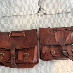 One pair of leather saddle bags
