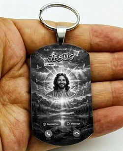 God Lord Jesus Christ Bible Quote Stainless Keychain Reminder Family Kiss Hug