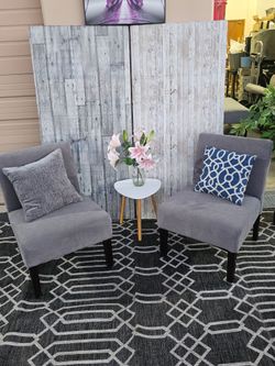 Gray Fabric Accent Chairs (2)